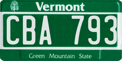 VT license plate CBA793