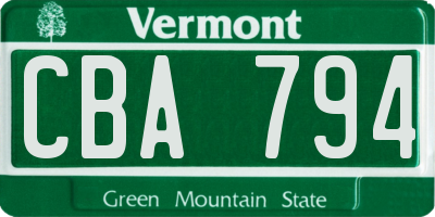 VT license plate CBA794
