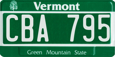 VT license plate CBA795