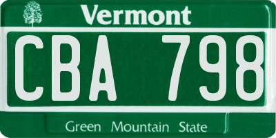VT license plate CBA798