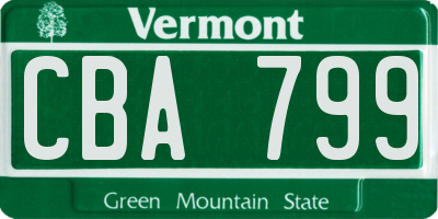 VT license plate CBA799