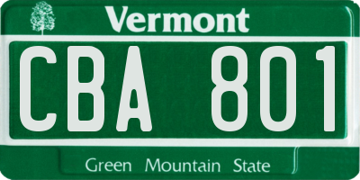 VT license plate CBA801