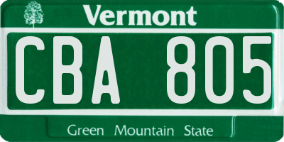 VT license plate CBA805