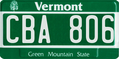 VT license plate CBA806