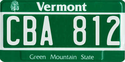 VT license plate CBA812