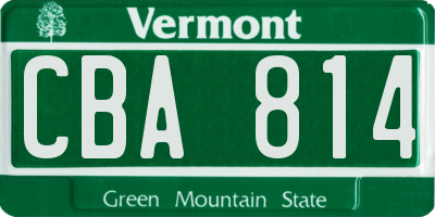 VT license plate CBA814