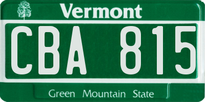 VT license plate CBA815