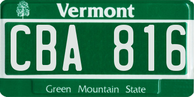 VT license plate CBA816