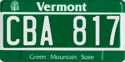 VT license plate CBA817
