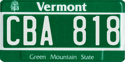 VT license plate CBA818