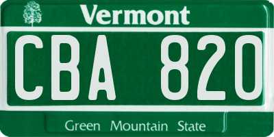 VT license plate CBA820