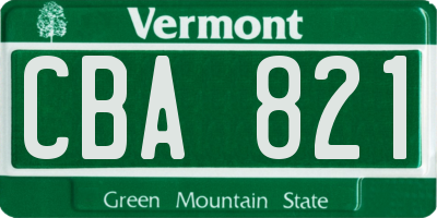 VT license plate CBA821