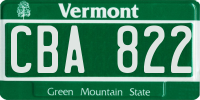 VT license plate CBA822