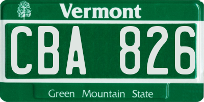 VT license plate CBA826