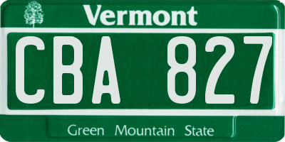 VT license plate CBA827