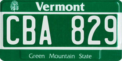 VT license plate CBA829