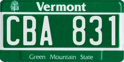 VT license plate CBA831