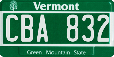 VT license plate CBA832