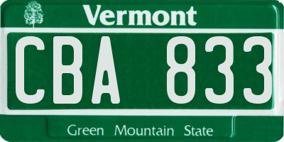 VT license plate CBA833