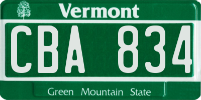 VT license plate CBA834