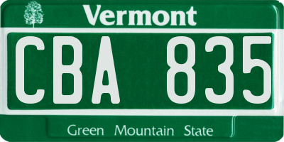 VT license plate CBA835
