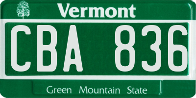 VT license plate CBA836