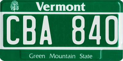 VT license plate CBA840