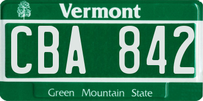 VT license plate CBA842