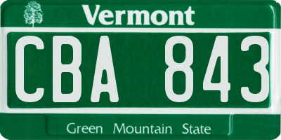 VT license plate CBA843