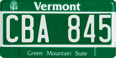 VT license plate CBA845