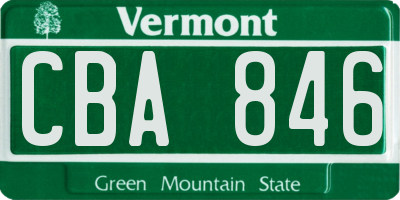 VT license plate CBA846