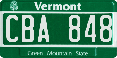 VT license plate CBA848