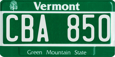 VT license plate CBA850
