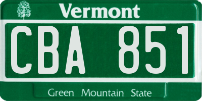 VT license plate CBA851