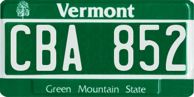 VT license plate CBA852