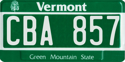 VT license plate CBA857