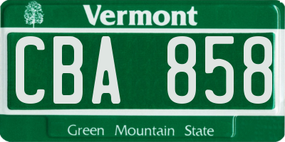 VT license plate CBA858