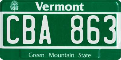 VT license plate CBA863