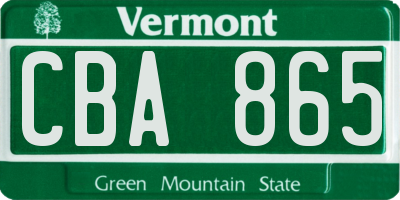 VT license plate CBA865