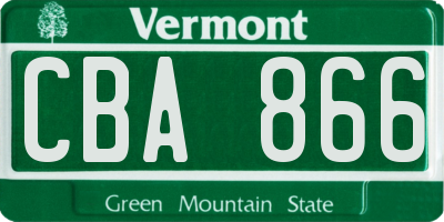 VT license plate CBA866