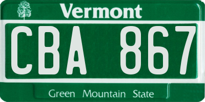 VT license plate CBA867