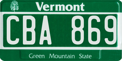 VT license plate CBA869