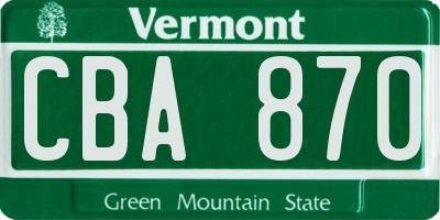 VT license plate CBA870