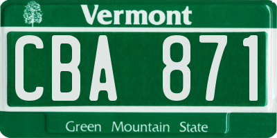 VT license plate CBA871