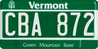 VT license plate CBA872
