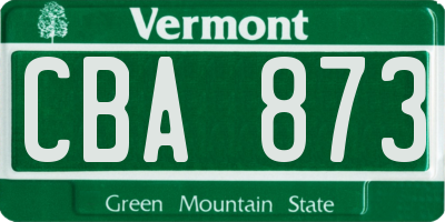 VT license plate CBA873