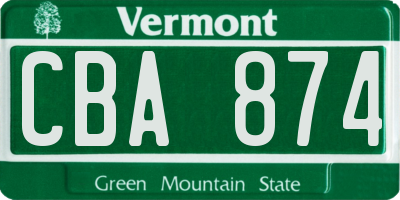 VT license plate CBA874