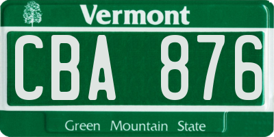 VT license plate CBA876
