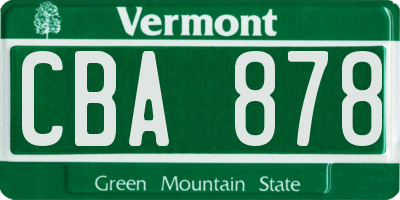 VT license plate CBA878