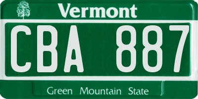 VT license plate CBA887